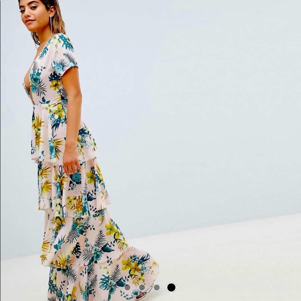 Misguided plunge layered maxi dress